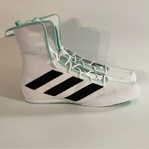 Adidas White and Black Boxing Shoes with Teal Accents
